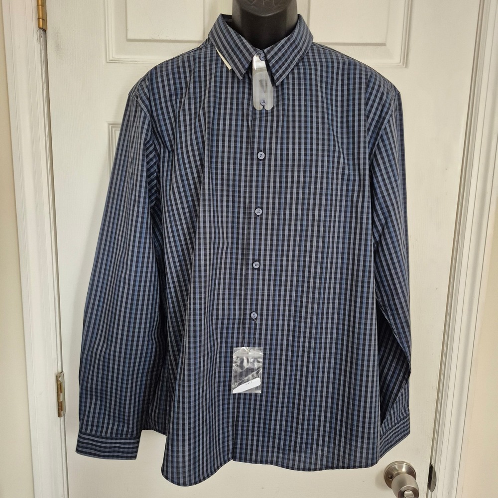 Joseph Abboud JOE Slim Fit Blue Check Button Down Shirt XL NWT 67JD 40014